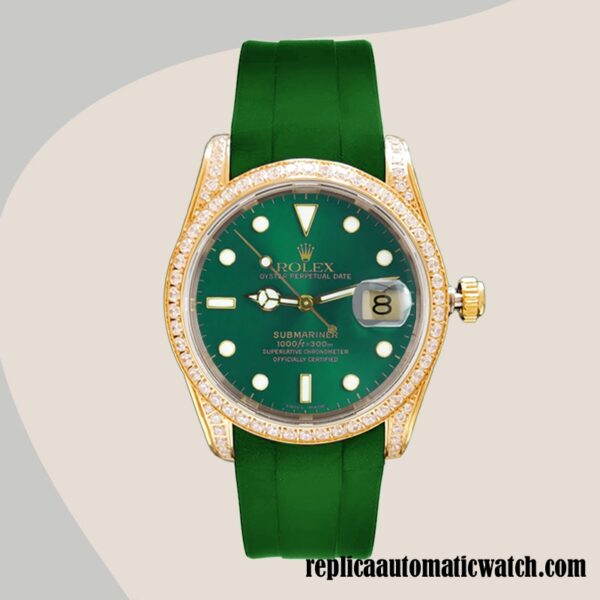 replica automatic Rolex Submariner Men's 16613 Rolex Calibre 2813 Green-tone Green Dial - Image 2