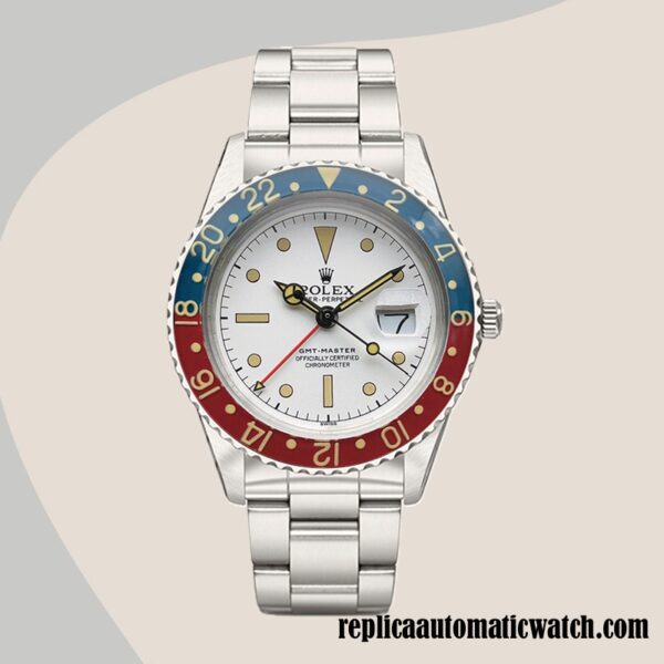 replica automatic Rolex GMT-Master 6542 Men's Rolex Calibre 2836 Silver-tone - Image 2