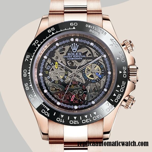 replica automatic Rolex Daytona Men's Mingzhu Engine Skeleton Limited Edition Skeleton Dial Rose Gold-tone