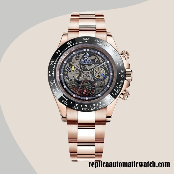 replica automatic Rolex Daytona Men's Mingzhu Engine Skeleton Limited Edition Skeleton Dial Rose Gold-tone - Image 2